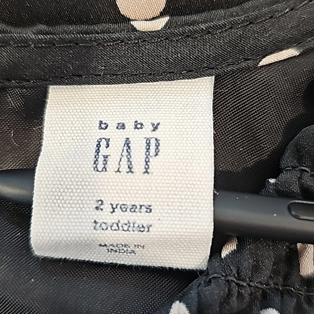 Gap Baby Black With Gray Polka Dots Smocked Long-Sleeve Dress - Size 2 Years